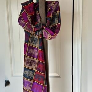 Pashmina Cashmere Scarf/Shawl/Wrap Purple, Pink, Gold, Dark Teal with Elephants